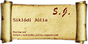 Siklódi Júlia névjegykártya